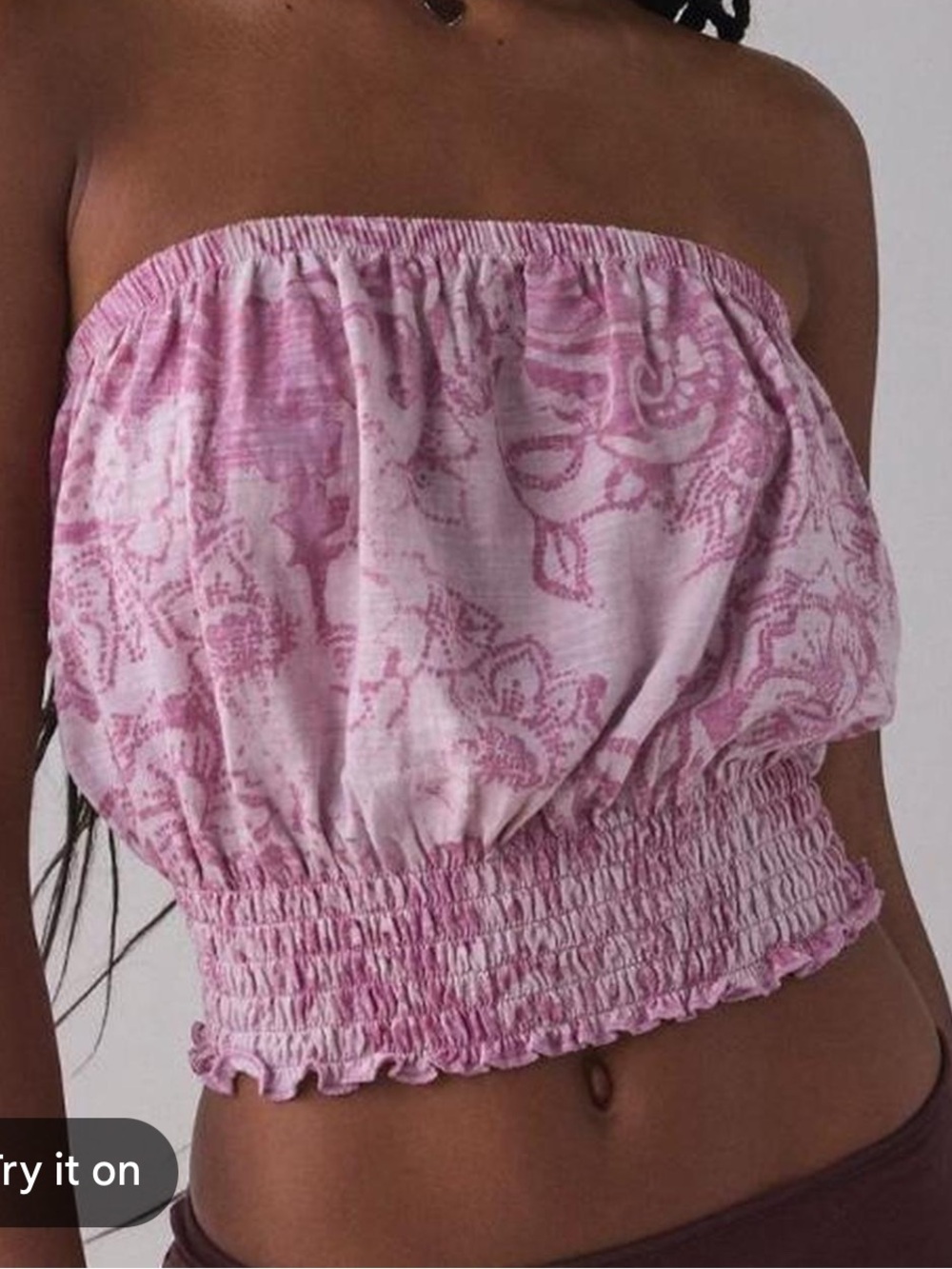 Urban Outfitters Smocked Bandeau Tube Top - Pink Floral